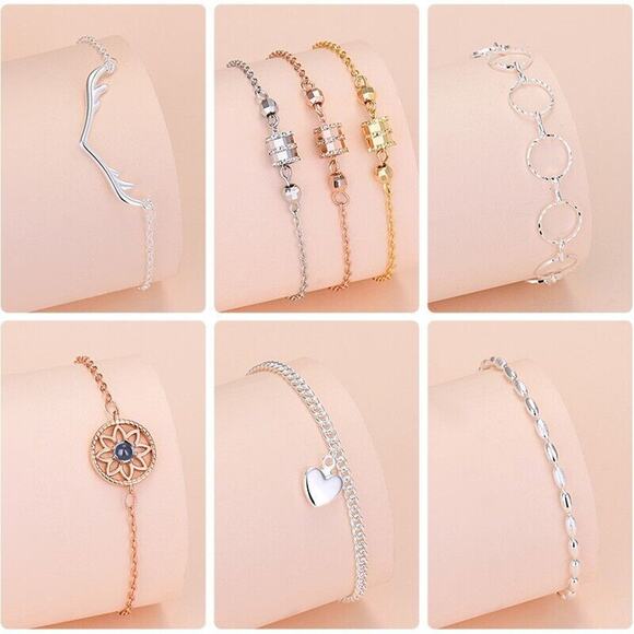 Silver Chain Style Ball Geometric Fashion Wrist Bracelets Boho Academia Women - Picture 6 of 11